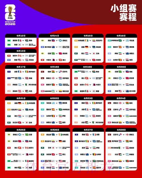 2026世界杯每日赛程完整版比赛时间表免费观看 2026世界杯每日赛程完整版比赛时间表免费观看